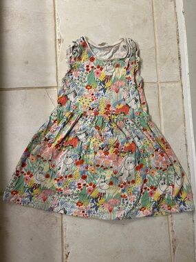 Girls' Floral Moomin Print Casual Dress - Multicolor